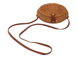 Handwoven Round Rattan Bag Tropical Beach Style Woven Shoulder Rattan Bag with Leather Strap 20cm V1294-YM0706-3117230158012