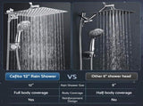 Cefito High-Pressure Rain Shower Head with Handheld, Gear-Lock Anti-Sag Arm for Family Spa, 12" SHOWER-B2-SQRO-10-SI