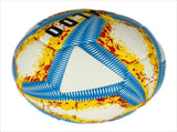 A yellow, blue and red football with color matching size5, PU fitting material, Christmas Boxing Day V1102-HYZQ00C09