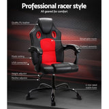 Artiss 2 Point Massage Gaming Office Chair PU Leather Red MOC-R16-2P-BK-RD