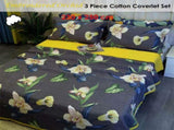 100% Cotton Coverlet Set Embroidered Orchid Queen V442-STT-COVERLET-EMBORCHID-CHARCOAL-QS