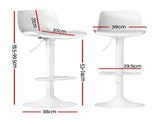 4x Artiss Bar Stools Kitchen Swivel Gas Lift Stool Leather Dining Chairs White BA-KJ-GL-BPP-SPU-WHX4