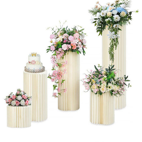 5 Hard Carboard Display Stand Round Plinth Cylinder Pedestal Wedding Flower V201-SUN0005WH8AU