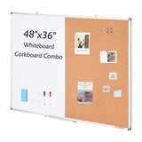 48"x 36" Whiteboard & Cork Combo with Aluminum Frame 2-in-1 Magnetic Dry Erase Bulletin V952-RMB48X36BBRMT05ZSV0