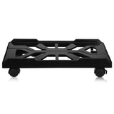 Black Pc Tower Stand with Casters, Adjustable Size ABS Computer Stand V1366-AZ2-W-14122