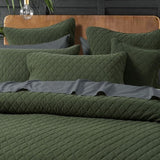 Bianca Lester Olive Velvet Diamond Polyester Coverlet Set Single/Double V442-BCA-COVERLETS-LESTER-OLIVE-DS