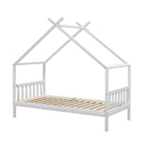 Artiss Bed Frame Wooden Base Kids Single Timber House Beds White WBED-G-CABIN-S-WH-AB