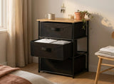 CARLA HOME 3 Drawer Fabric Storage Dresser - Steel Frame - Black - Storage Rack - Rustic V178-36405