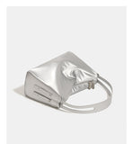 Silver Luminous Silver Nylon Underarm Shoulder Bag - Convertible Crossbody Hobo with Pouch V888-ELOSUNG23673
