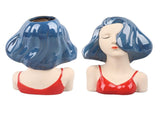 Girl Face Vase Modern Decorative Sculpture Ceramic Head Flower Vase for Living Room Bedroom Office V1294-YM0706-3115230067112