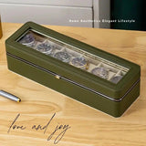 Luxury transparent-lid watch box with 6 fabric-lined compartments, portable and shockproof design, V1106-SBSNH004