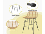 Gardeon 2x Outdoor Bar Stools Rattan Nature ODF-BA-TW-RATTAN-NA-X2