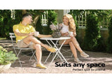 Gardeon 3PC Outdoor Bistro Set Steel Table and Chairs Patio Furniture White ODF-METAL-3PCS-WH