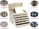 CARLA HOME 6-Layer Large Jewelry Organizer Box for Women with Mirror, Drawers, Hooks & Dividers for V178-36229
