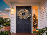 Christabelle 61cm Alpine Snow Christmas Wreath Pre Lit Multi Function LED Timer Pinecone Front 112_WFLAS61