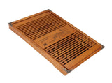 Kungfu Tea Tray Chinese Gongfu Tea Tray Drainage Water Storage Wood Tea Table with Drain Pipe Yellow V1294-YM0703-3118230040211