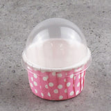 100 Pcs Medium Size Paper Cake Cups with Lid, Dessert Containers for Ice Cream, Yogurt, Mousse V1366-AZ2-W-13238