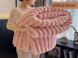 Premium Rabbit Fleece Double Bed Blanket Thick Flannel Milk Fleece Home Cover Dusty Pink 200230cm V1221-XM-LB5569-ZS195