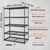 VEVOR Storage Shelving Unit Garage Storage Rack 5-Tier Adjustable 907.2 kg Load V952-XLZLKHJCL24DXPVPAV0