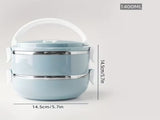 Two-layer circular lunch boxes, stainless steel insulated lunch covered storage V1105-YACH-001