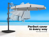 Instahut 3m Outdoor Umbrella Cantilever 360 Degree Tilt Beach Roma Grey UMB-ROMA-F-8RIB-GR