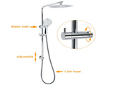 250mm Rain Shower Head Round Handheld Sliding Rail Diverter Arm 2in1 Set Chrome V1233-C4902B22HR003M4CKSR110