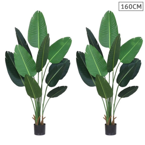 SOGA 2X 160cm Artificial Green Indoor Traveler Banana Fake Decoration Tree Flower Pot Plant APLANTFHM16010X2