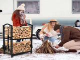 Steel Firewood Rack with Tools, Large Log Holder, 30cm Depth V178-66892