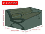 2PCS 2 Seater Patio Furniture Cover Green 210D Oxford Cloth Waterproofing Outdoor Bench Dust Cover V1294-YM0901-201210DN4847