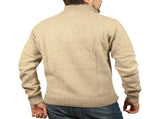 100% SHETLAND RAGG WOOL Half Zip Up Knit JUMPER Pullover Mens Sweater Knitted - Oat Marle - XL V563-SW-HZ-OATMARLE03-XL