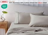Accessorize 400TC Stone Bamboo Cotton Sheet Set 40cm Wall Single V442-HIN-SHEETS-BAMBOOCOTTON40CM-STONE-SB