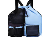 Mesh Drawstring Swimming Backpack Nylon Large Capacity for Women Adults Separated Compartments Wear V1192-AZ-W-21539