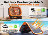 Four Function Solar Camping Fan with LED Light and Compass, Rechargeable Portable Tent Fan with 4 V1189-LC-AMZ-00095