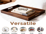 Acacia Wood Serving Tray with Handles, 17 Inch Wooden Tray for Ottoman, Breakfast, Lunch, Dinner, V1258-DP02-C-597