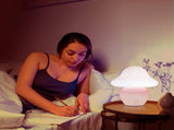 Mushroom Lamp, Small Pink Table Lamp with Striped Glass, Cute Little Swirl Nightstand Lamp for V1369-AZ3-W-26321
