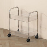 2 Tier Plastic Rolling Utility Cart With Handle, Movable Storage Organizer With Wheels, V1366-AZ2-W-12700