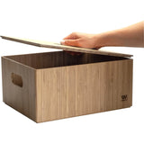 Bamboo Storage Box With Handles, Stackable Organizer Bin for Toys Bedding Clothes Closet Office V1237-MS-724-044