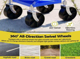 Gardeon Garden Cart Seat Rolling Stool 360 Swivel Height Adjustable Heavy Duty Blue GCT-4W-BL