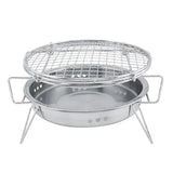 1 Piece Mini Charcoal BBQ Grill, Foldable Stainless Steel Round Camping Grill for Picnics, Patios V1189-LC-HW-00255