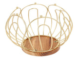Coffee Pod Holder Basket with Wooden Base Wrought Iron Metal Wire Coffee Capsule Holder for Home V1294-YM0901-3118240263511