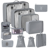 All-Inclusive Suitcase Garment Storage Kit, 11 Pcs Travel Pouches Including Double Drawstring Sacks, V1221-XM-LB2624-GM101