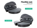 Gardeon Sun Lounge Setting Wicker Lounger Day Bed Outdoor Furniture Patio Black ODF-SUNBED-180-BK-ABC