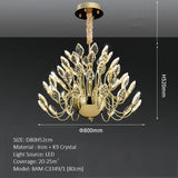 BAMDECOR C3349/1 Modern Luxury Crystal-leaf Chandelier LED Fashion Creativity Pendant Ceiling V255-BAM-C3349-1-60