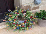 20" Lavender & Wildflower Wreath,Spring Summer Front Door Decor,Artificial Floral Wreath for Indoor V1366-AZ2-W-16384