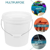 White HDPE Round Storage Bucket 1 Gallon Set for Food Storage and Kitchen Use V1369-AZ3-W-18895