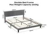 Artiss Double Bed Frame with Adjustable Headboard, Grey, 300kg Capacity BFRAME-H-VERA-D-CA-AB