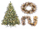 Christabelle 1.2m Pre-Lit LED Tree 61cm Alpine Snow Wreath Prelit 2.74m Alpine Snow Christmas G CMB-JFA120LED-WGP