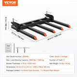 Clamp on Debris Forks to 1200 mm Bucket, 1200 kg Capacity Heavy Duty Clamp on Pallet Forks V952-NYCDCC480000YRZ31V0