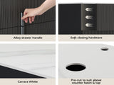 Cefito Vanity Unit 900mm Bathroom Cabinet Storage Wall Hung Black Timber Front BV-CA-FLU01-900-BK-ABC