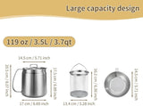 119oz 304 Stainless Steel Deep Fryer Pot with Basket & Strainer, Large Capacity Bacon Grease V1258-DP02-WO-646